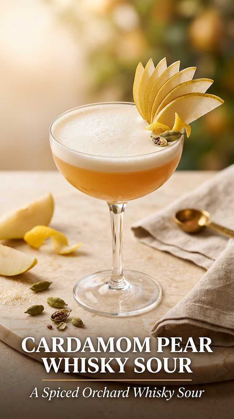 Cardamom Pear Whisky Sour