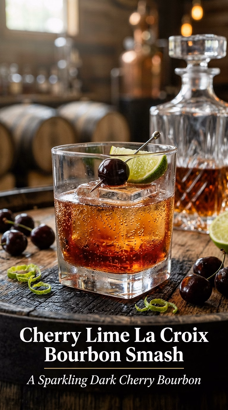 Cherry Lime La Croix Bourbon Smash