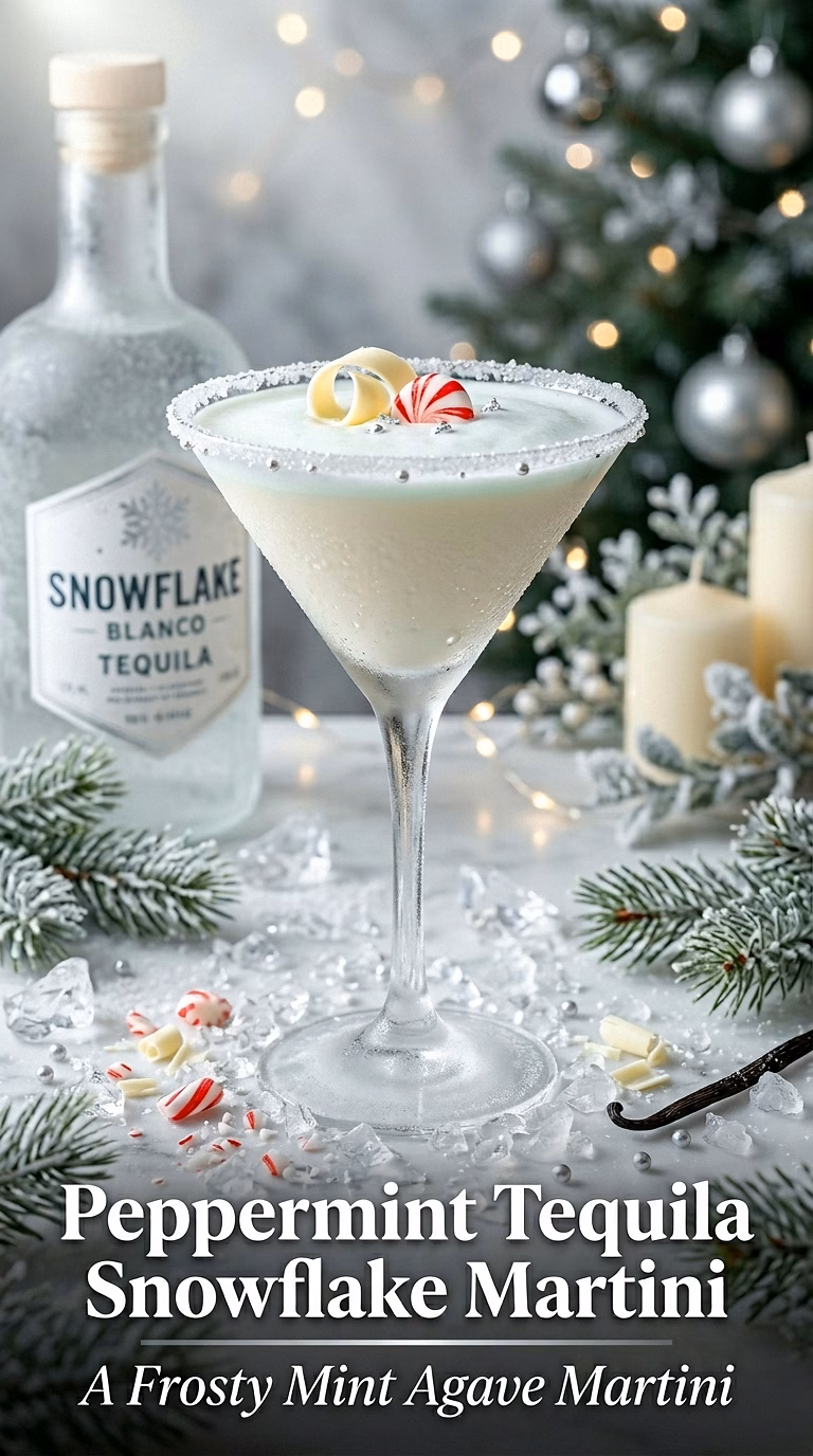 Peppermint Tequila Snowflake Martini
