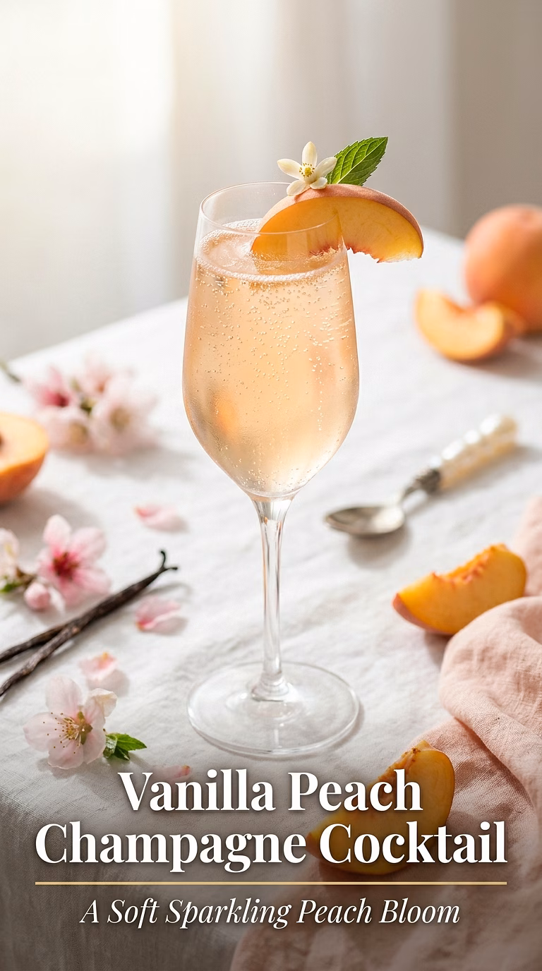 Vanilla Peach Champagne Cocktail