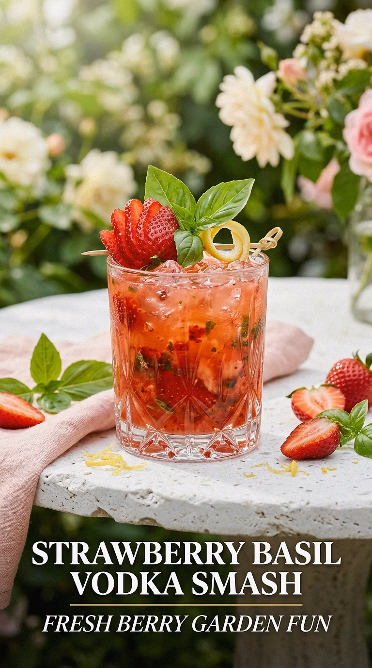 Strawberry Basil Vodka Smash