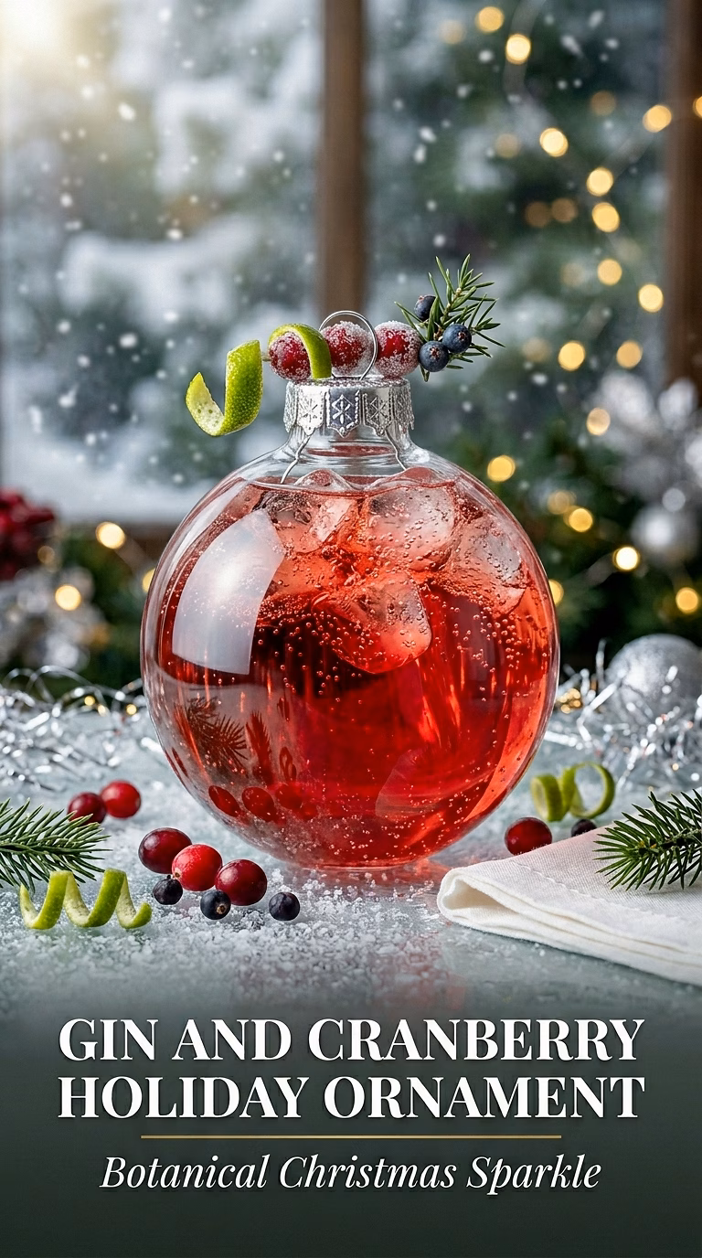 Gin And Cranberry Holiday Ornament
