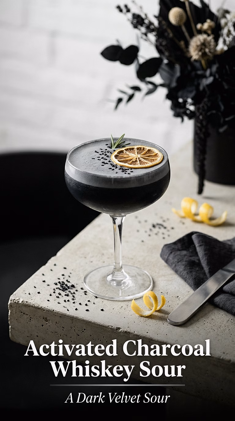 Activated Charcoal Whiskey Sour