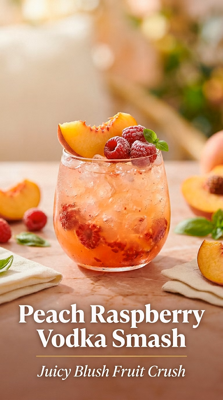 Peach Raspberry Vodka Smash