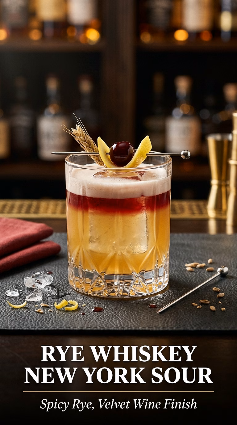 Rye Whiskey New York Sour