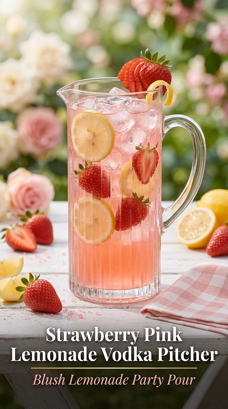 Strawberry Pink Lemonade Vodka Pitcher