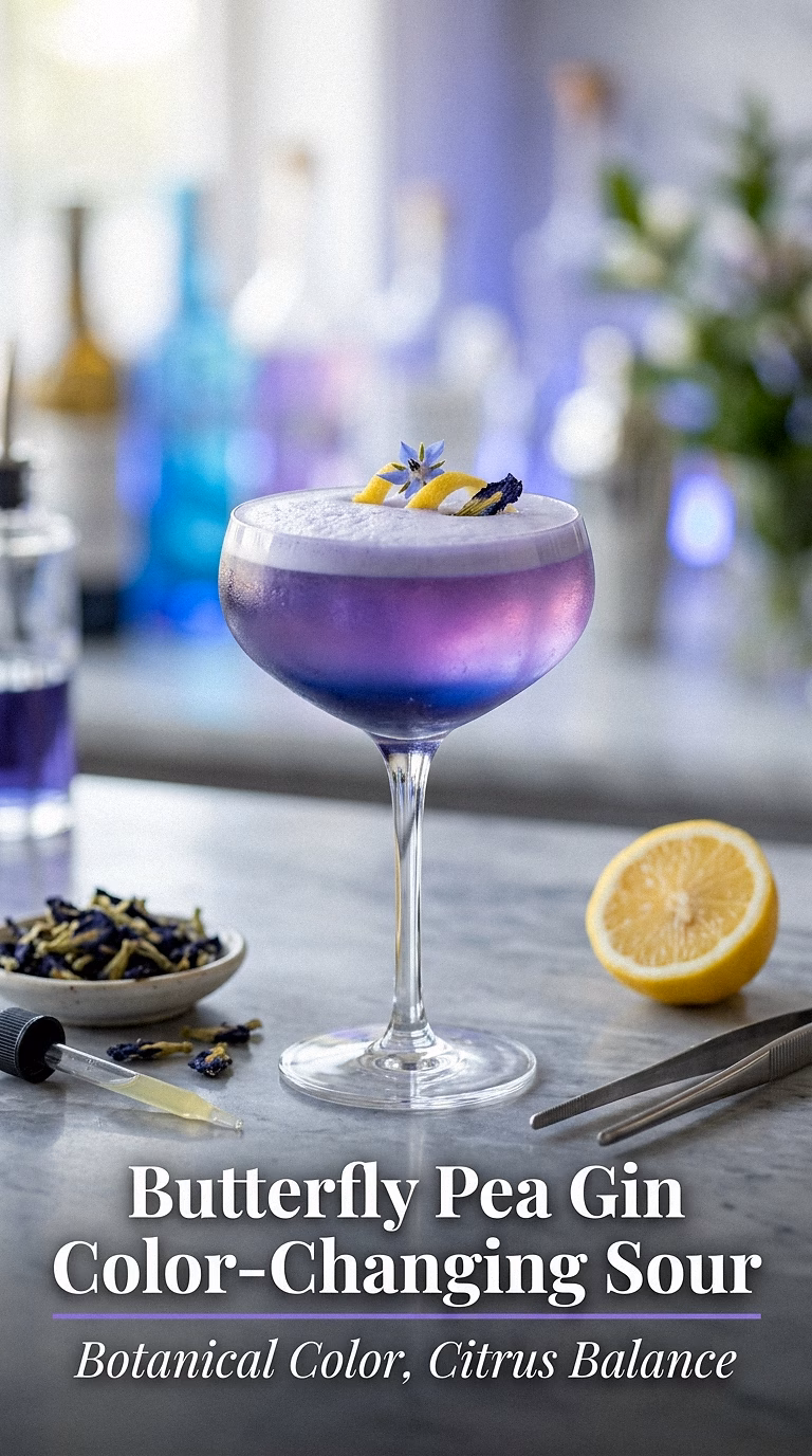 Butterfly Pea Gin Color-Changing Sour