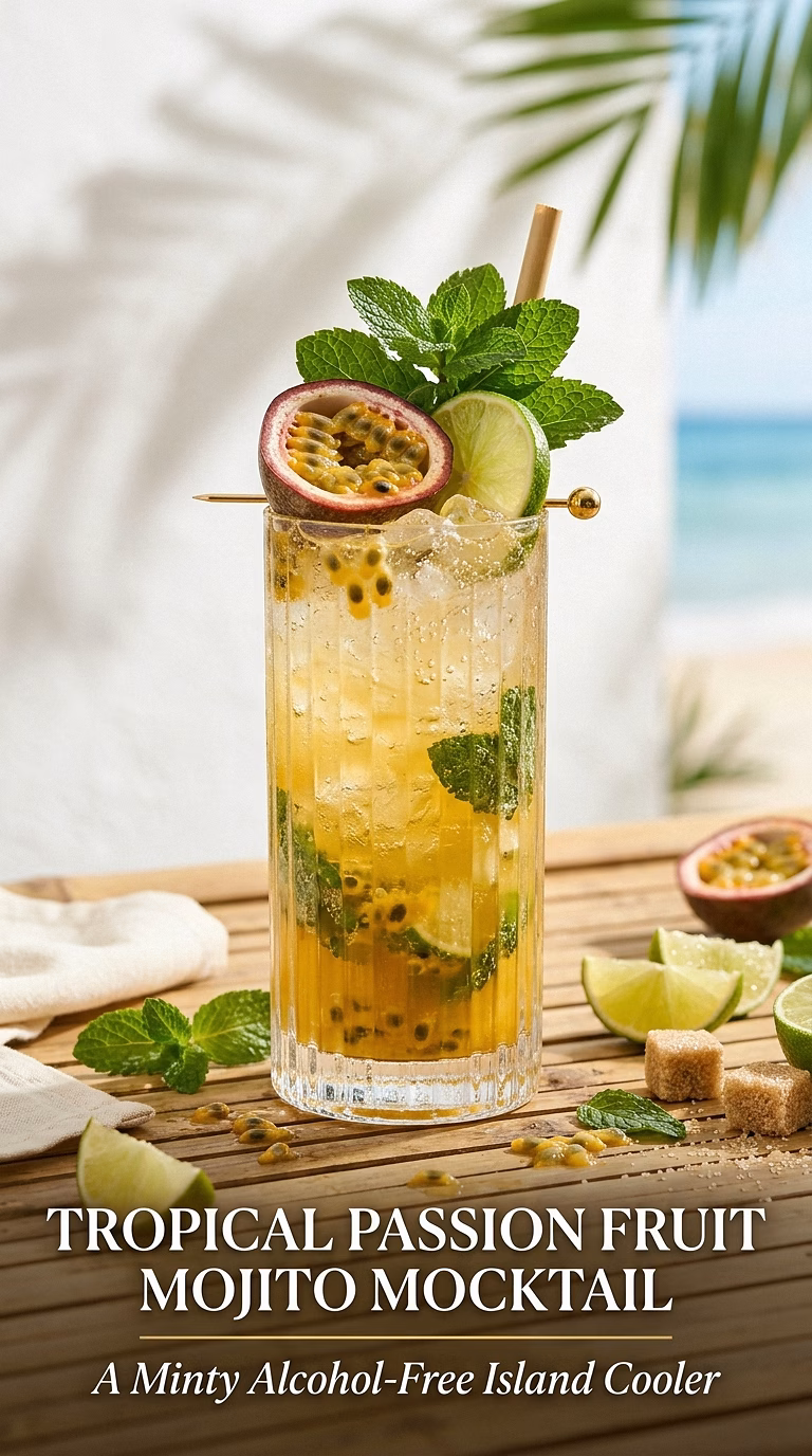 Tropical Passion Fruit Mojito Mocktail