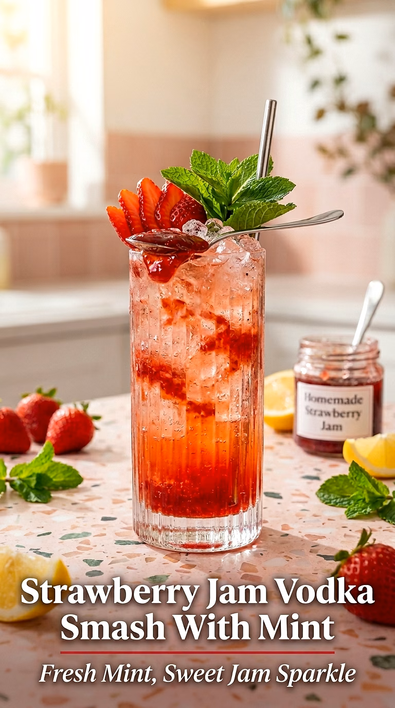 Strawberry Jam Vodka Smash With Mint