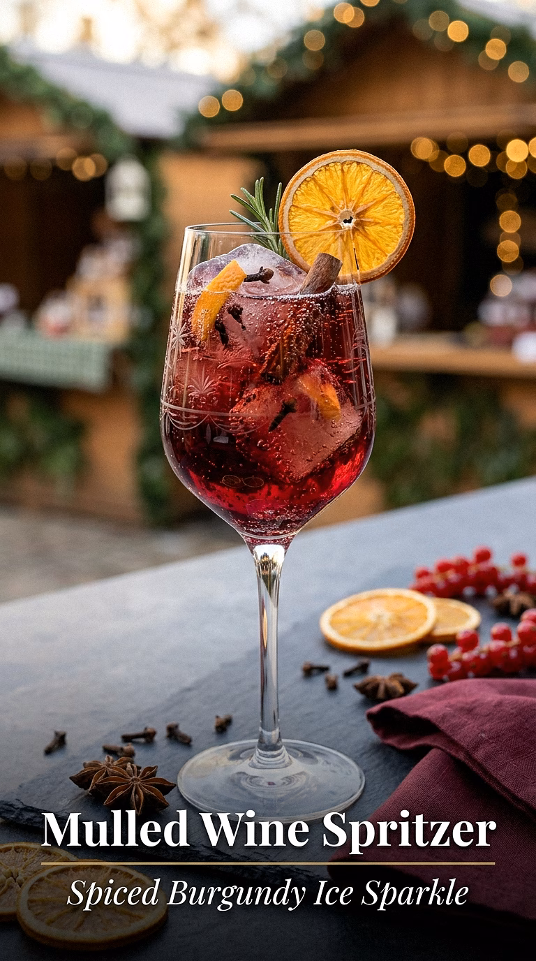 Mulled Wine Spritzer with Spiced Burgundy Ice