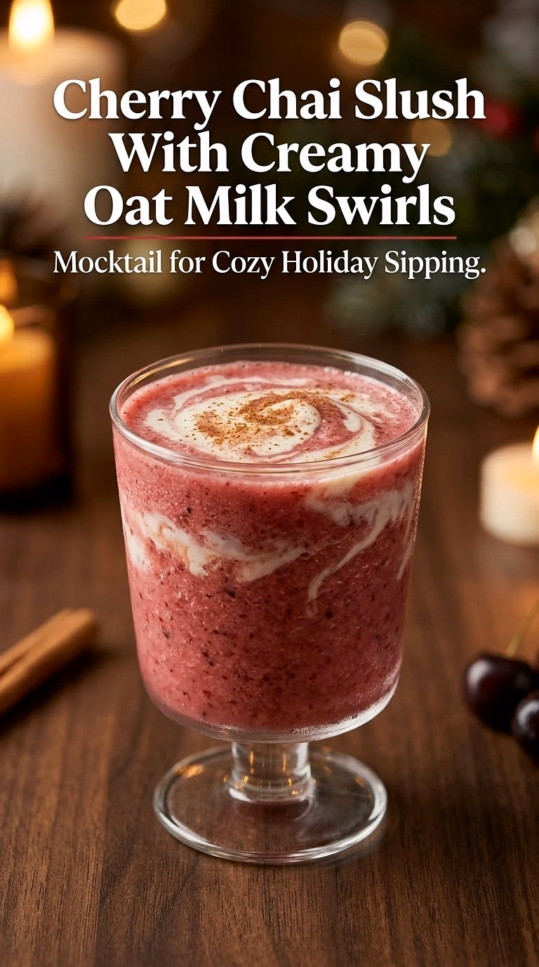 Cherry Chai Slush With Creamy Oat Milk Swirls