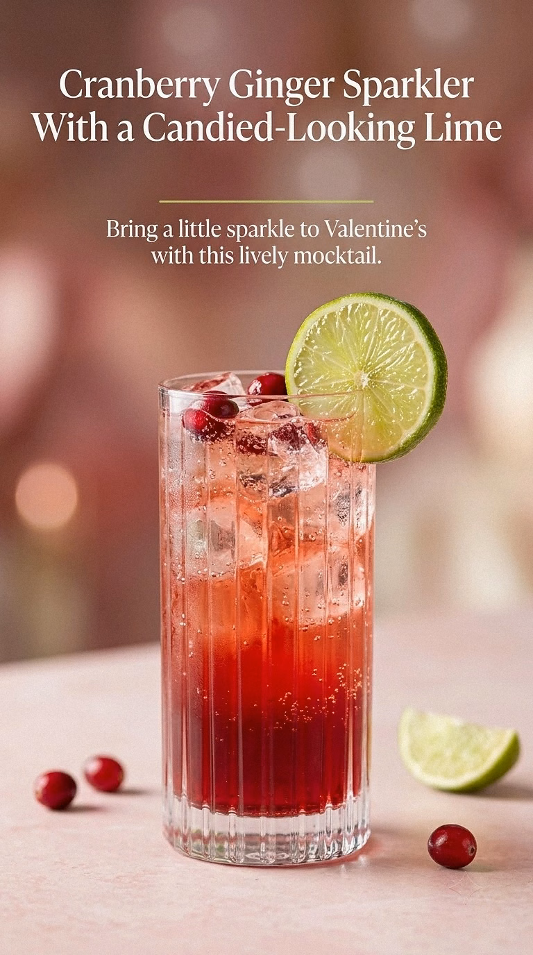 Cranberry Ginger Sparkler With a Candied-Looking Lime