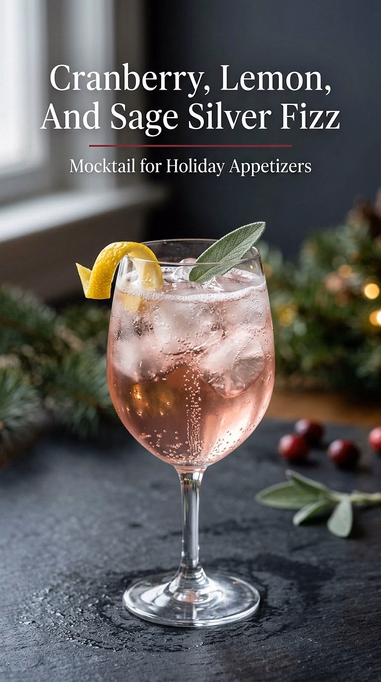 Cranberry, Lemon, And Sage Silver Fizz
