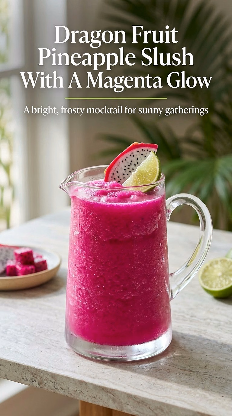 Dragon Fruit Pineapple Slush With A Magenta Glow
