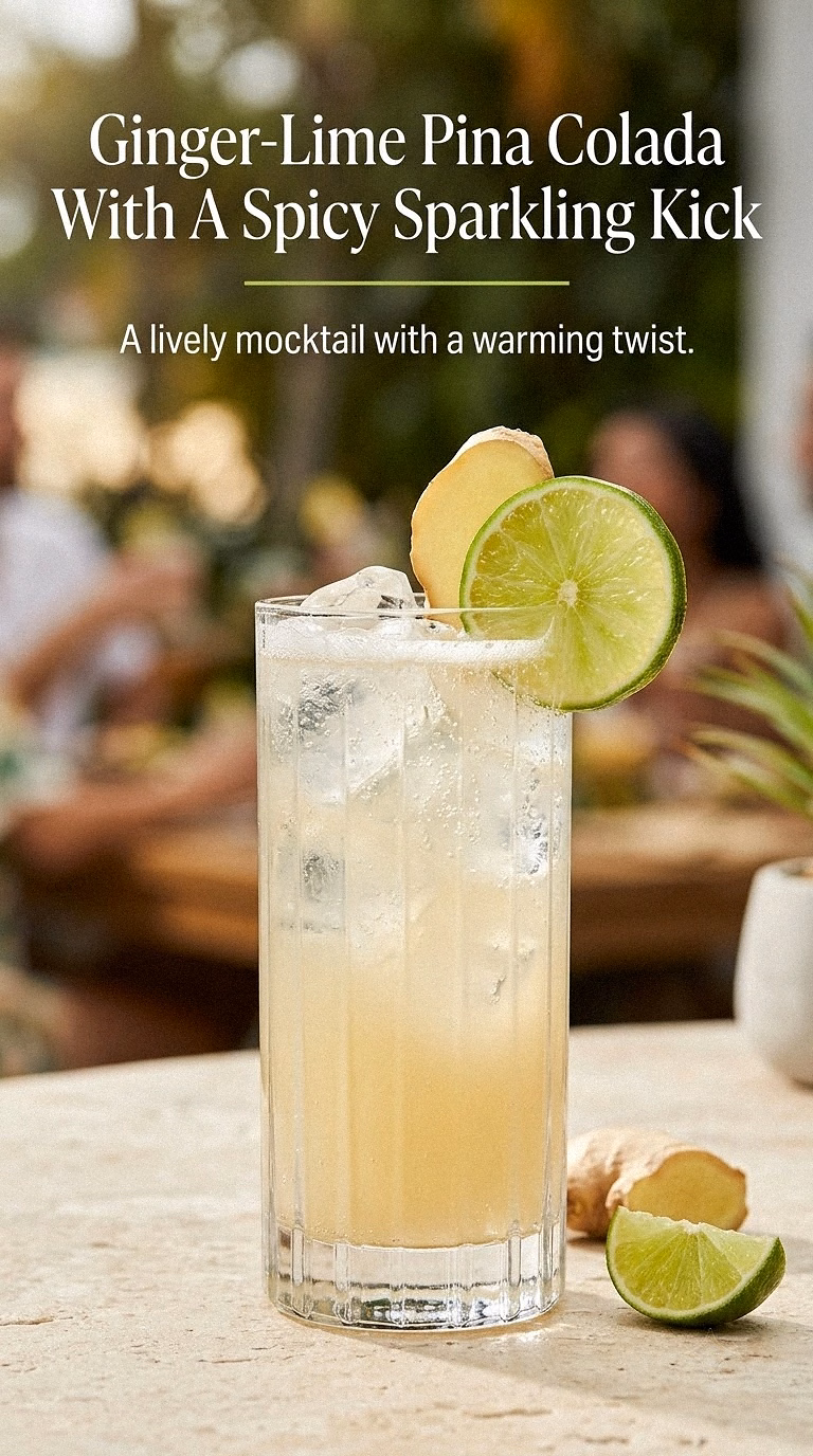 Ginger-Lime Pina Colada With A Spicy Sparkling Kick