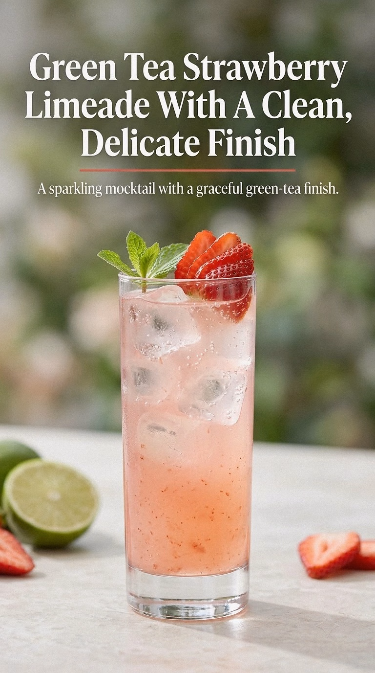 Green Tea Strawberry Limeade With A Clean, Delicate Finish
