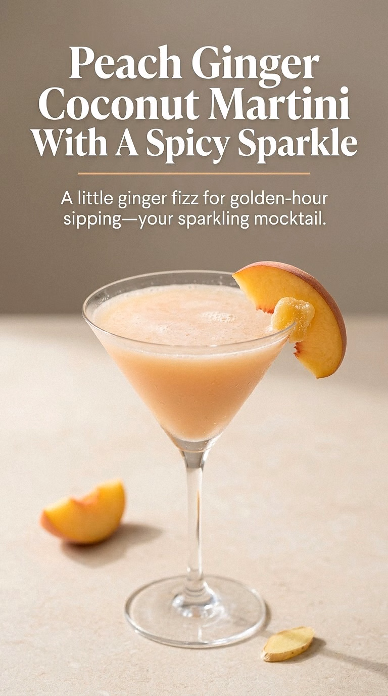 Peach Ginger Coconut Martini With A Spicy Sparkle