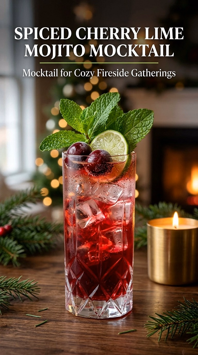 Spiced Cherry Lime Mojito Mocktail