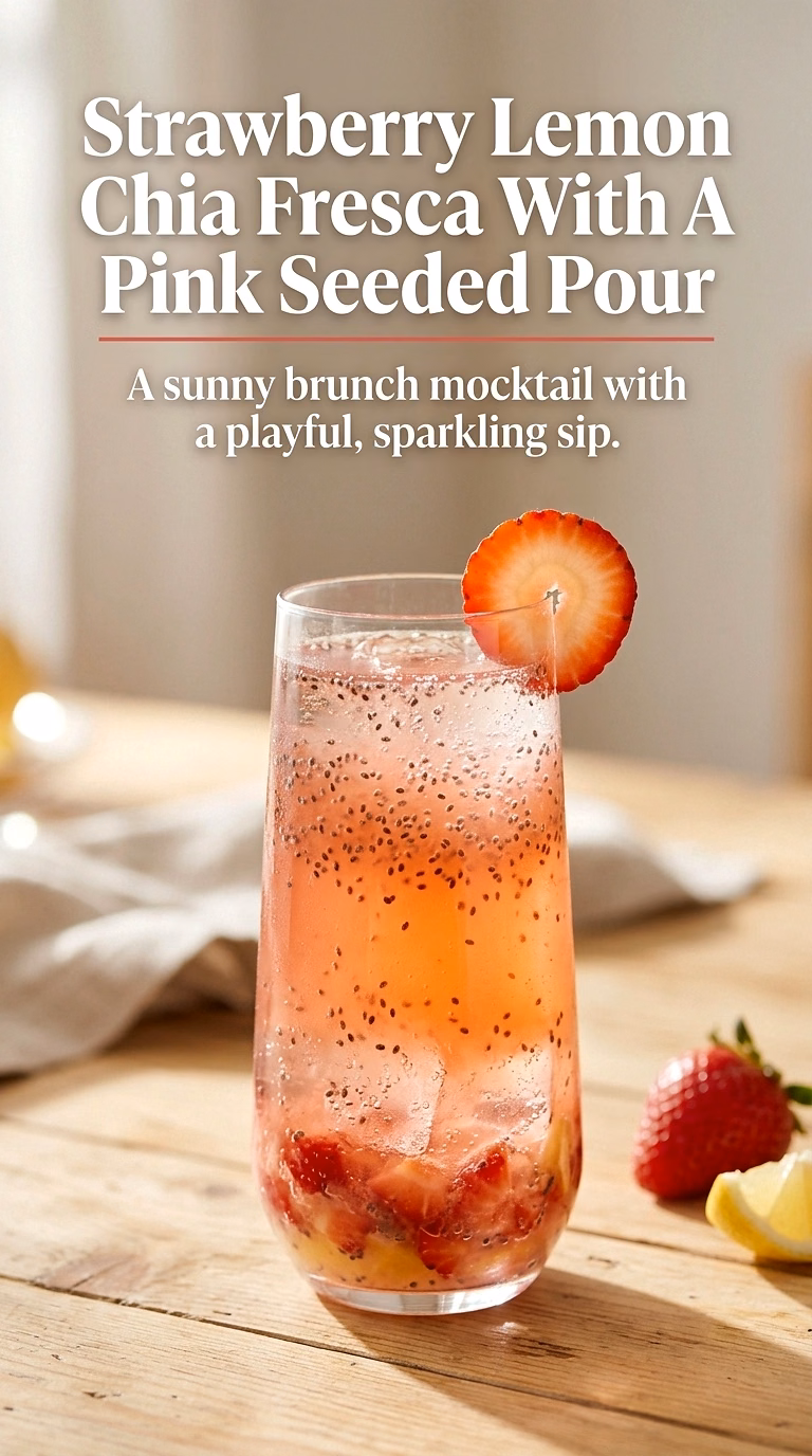 Strawberry Lemon Chia Fresca With A Pink Seeded Pour
