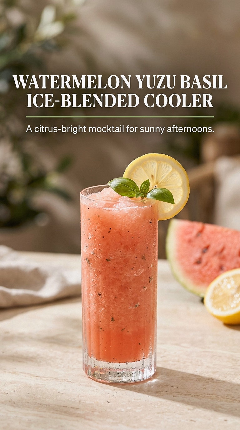 Watermelon Yuzu Basil Ice-Blended Cooler