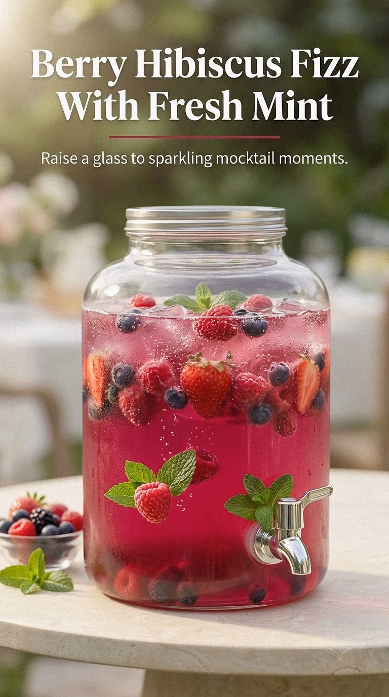 Berry Hibiscus Fizz With Fresh Mint