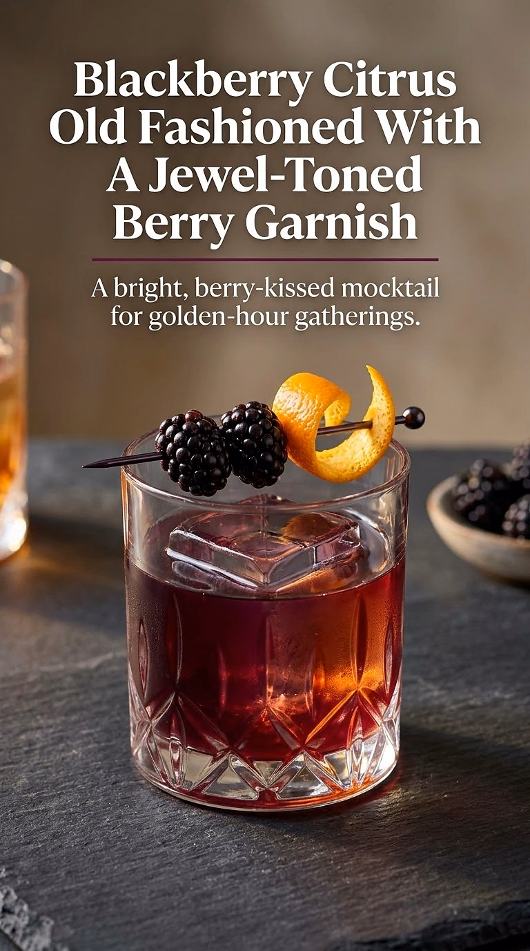 Blackberry Citrus Old Fashioned With A Jewel-Toned Berry Garnish
