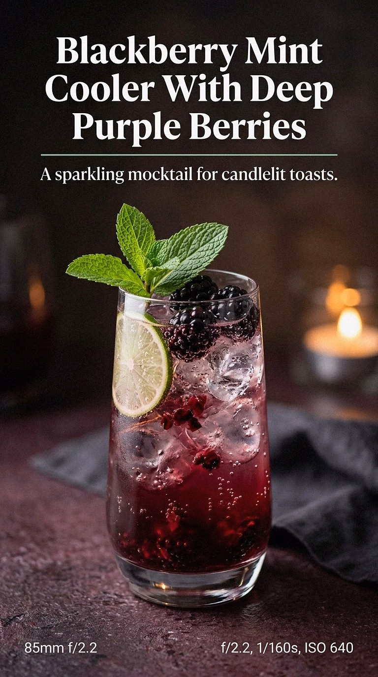 Blackberry Mint Cooler With Deep Purple Berries