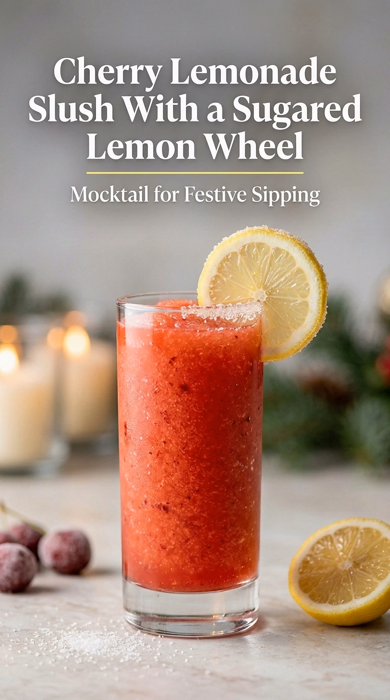 Cherry Lemonade Slush With a Sugared Lemon Wheel