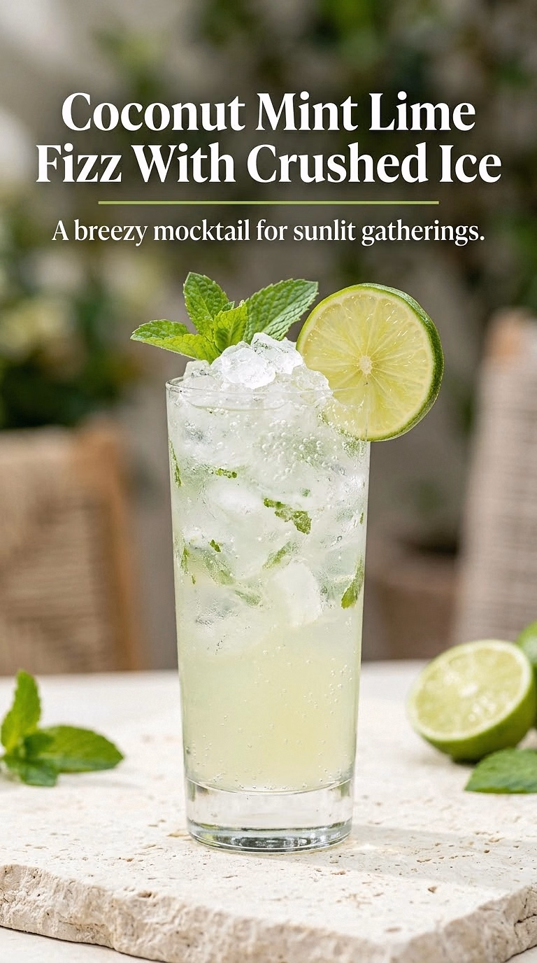 Coconut Mint Lime Fizz With Crushed Ice