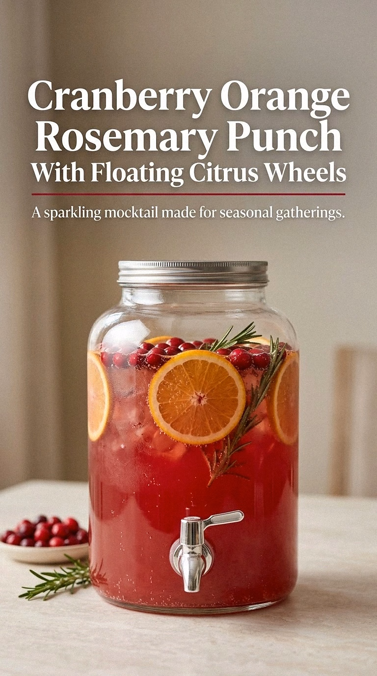 Cranberry Orange Rosemary Punch With Floating Citrus Wheels