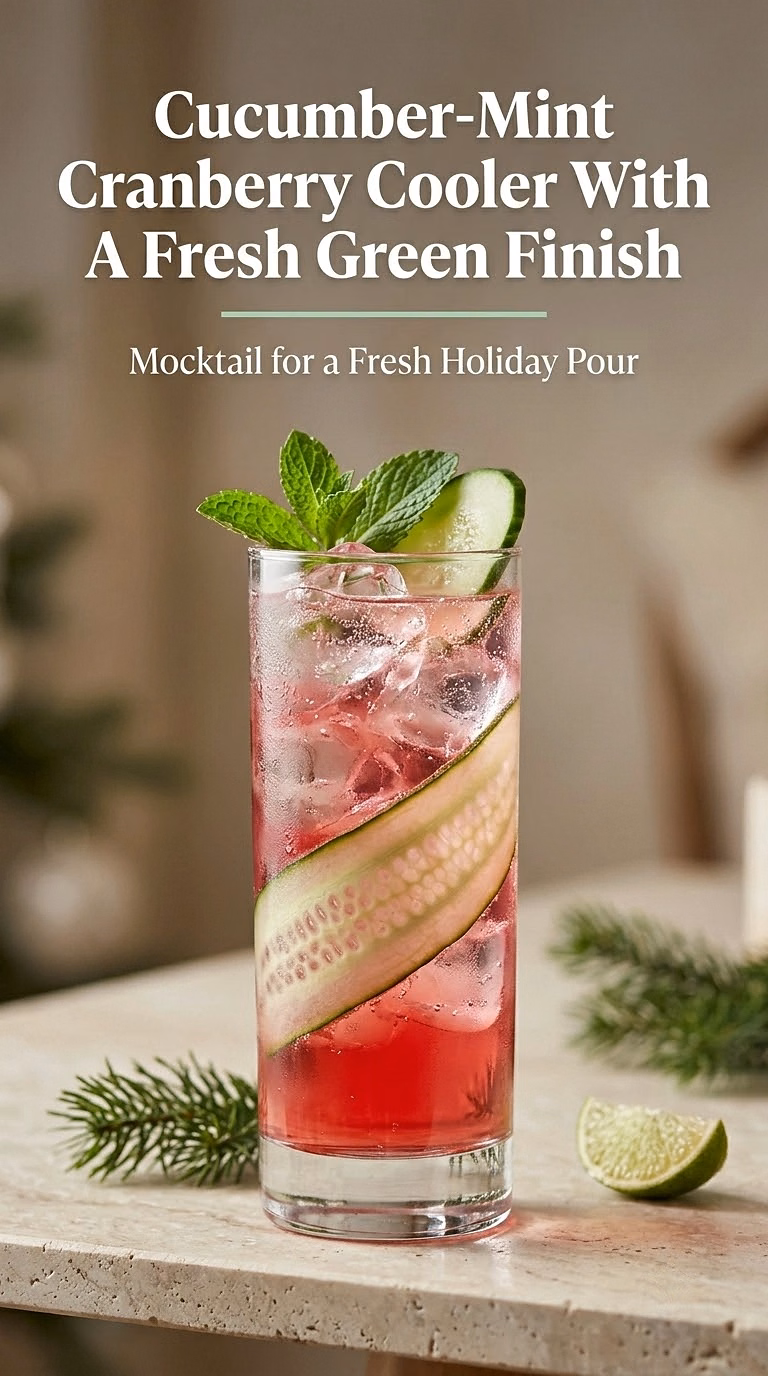 Cucumber-Mint Cranberry Cooler With A Fresh Green Finish