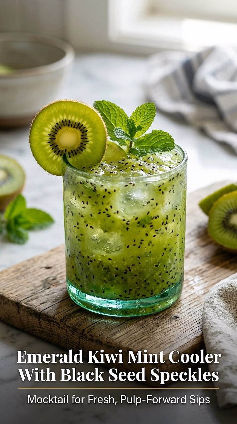 Emerald Kiwi Mint Cooler With Black Seed Speckles