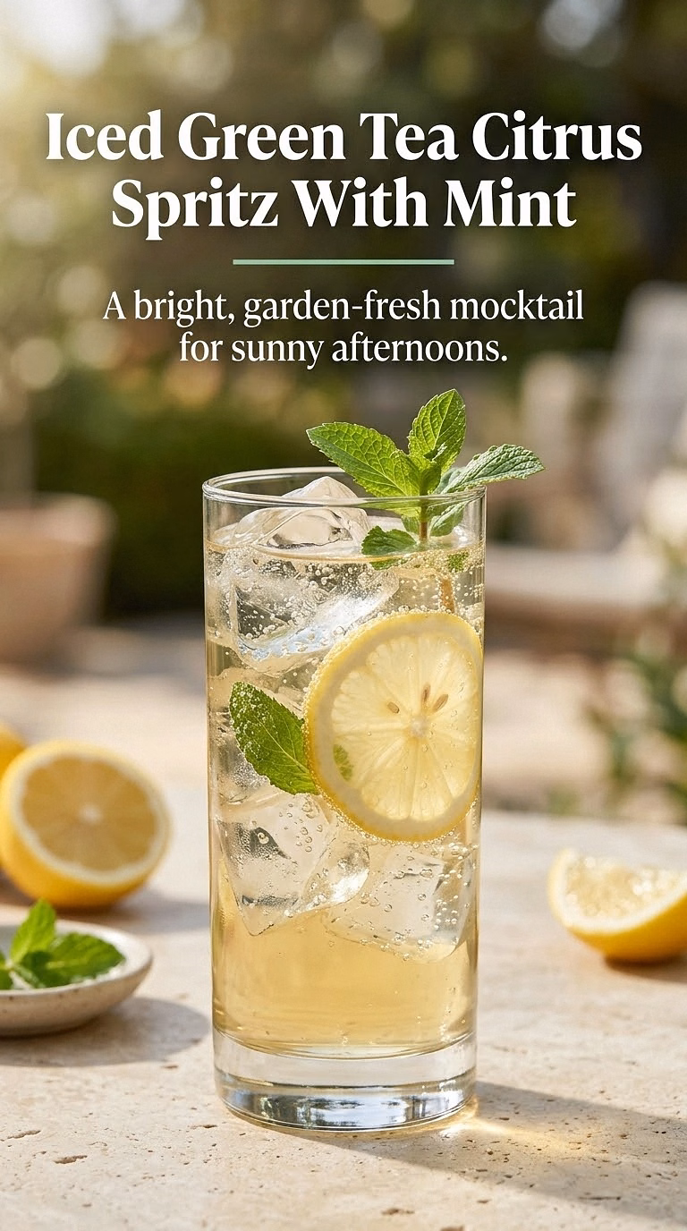 Iced Green Tea Citrus Spritz With Mint