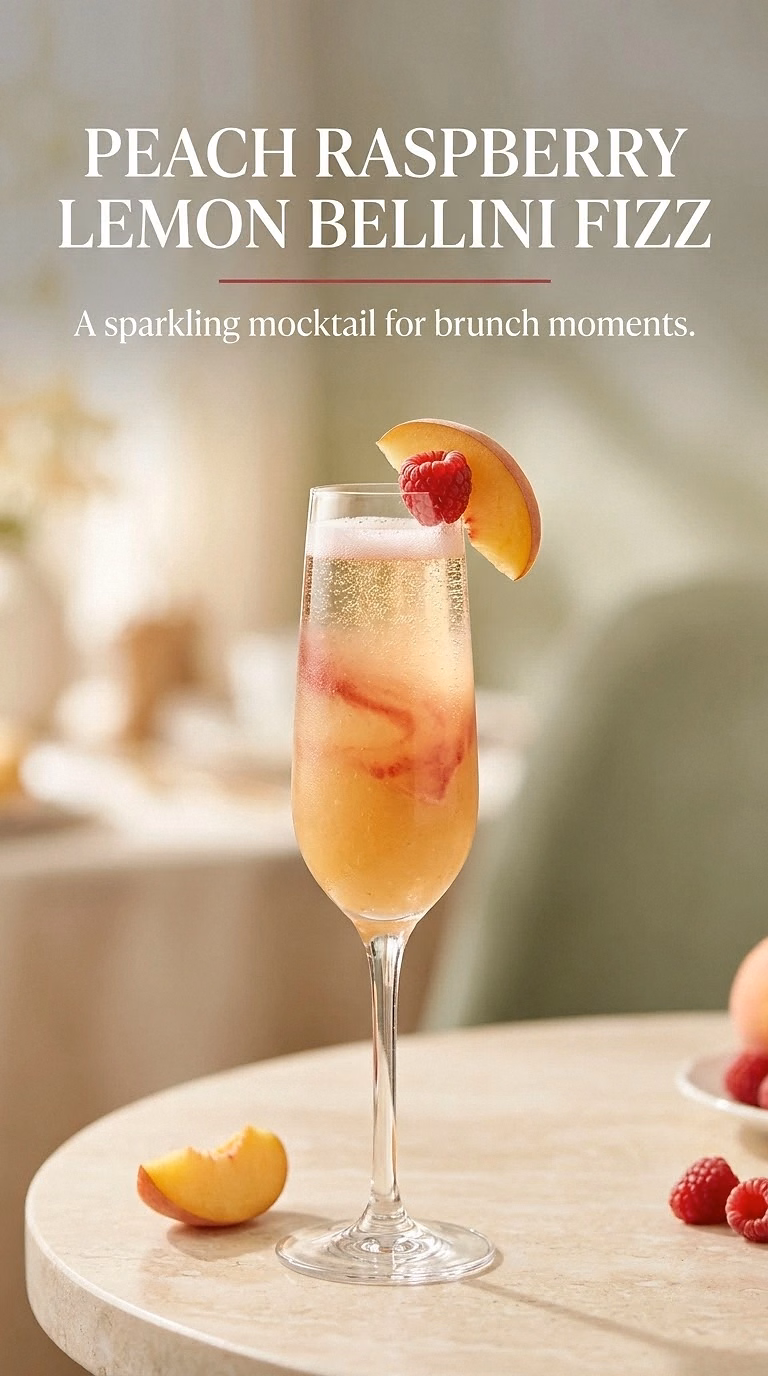 Peach Raspberry Lemon Bellini Fizz