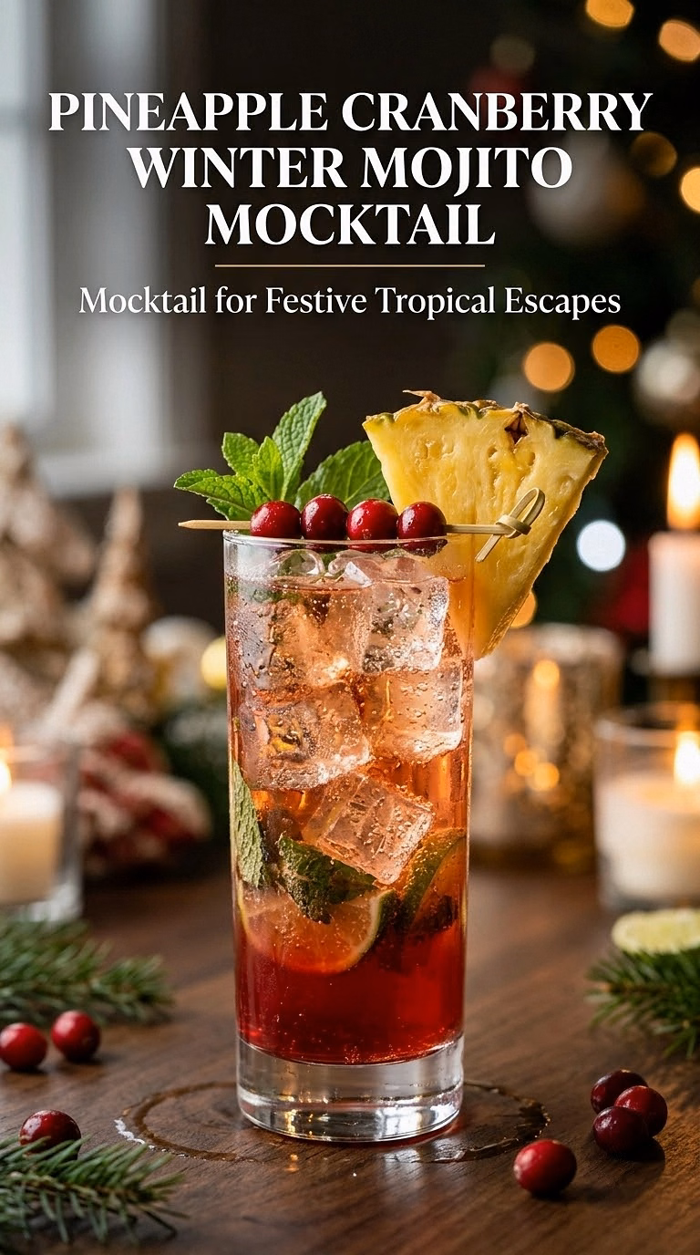 Pineapple Cranberry Winter Mojito Mocktail