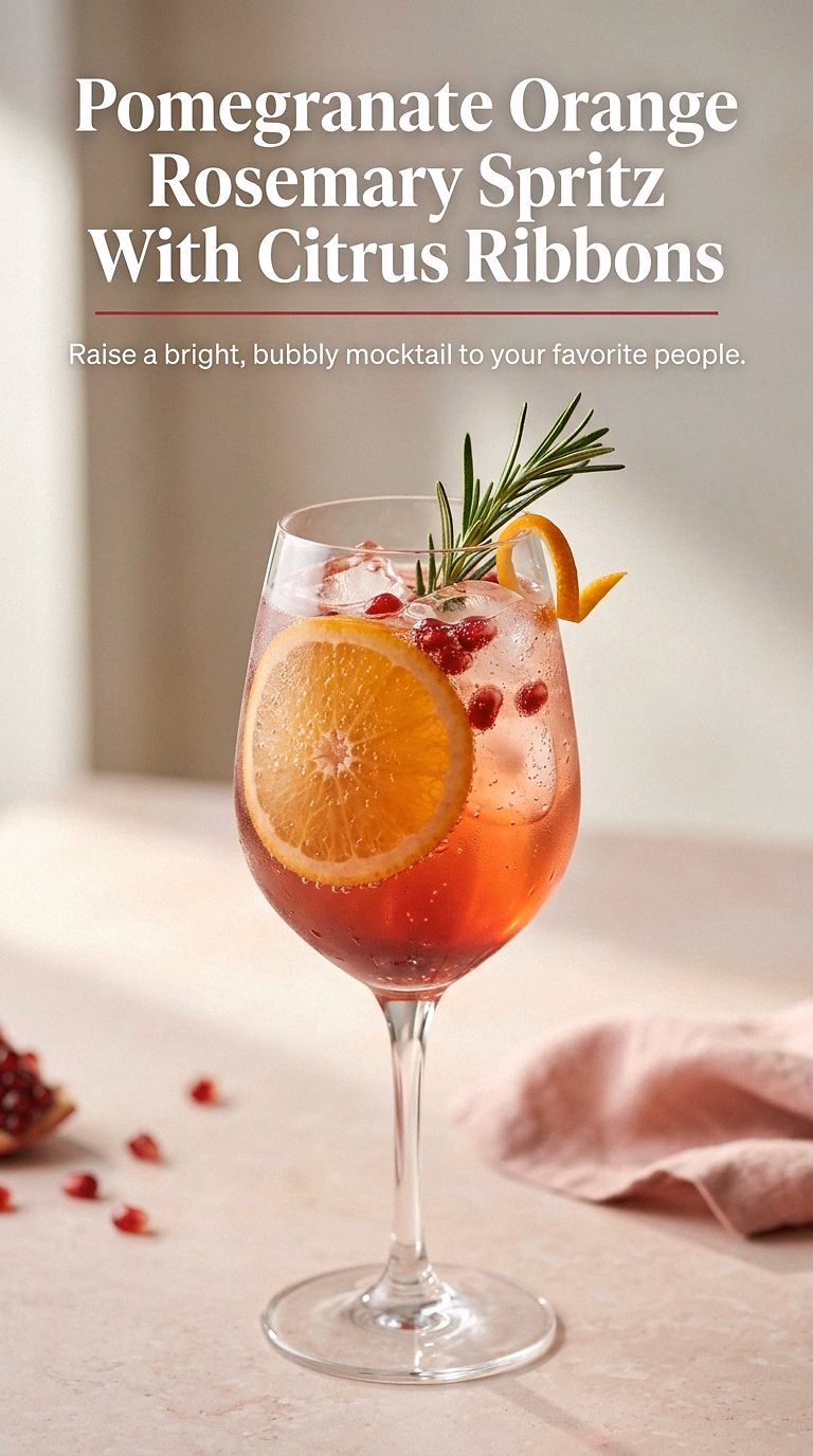 Pomegranate Orange Rosemary Spritz With Citrus Ribbons