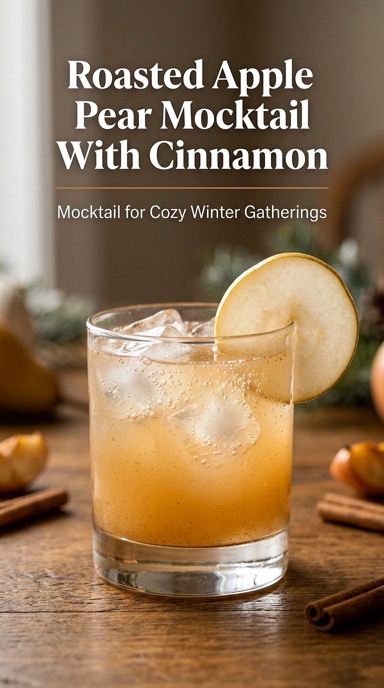 Roasted Apple Pear Mocktail With Cinnamon