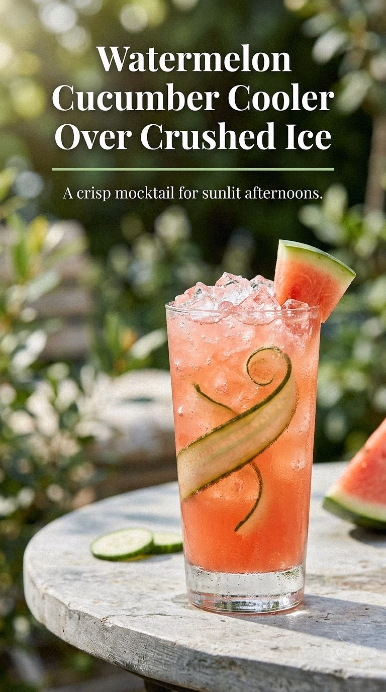 Watermelon Cucumber Cooler Over Crushed Ice