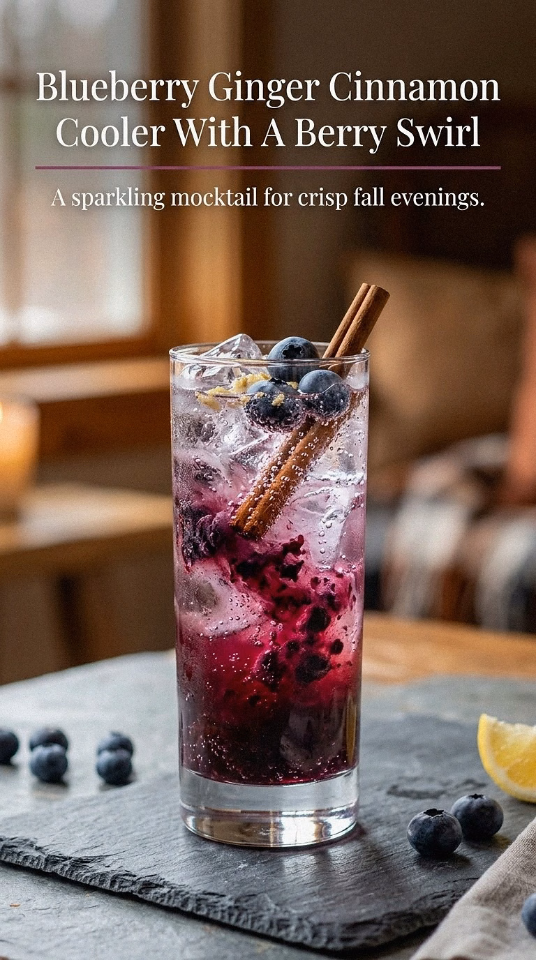 Blueberry Ginger Cinnamon Cooler With A Berry Swirl