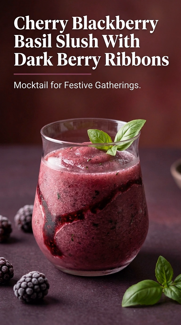 Cherry Blackberry Basil Slush With Dark Berry Ribbons