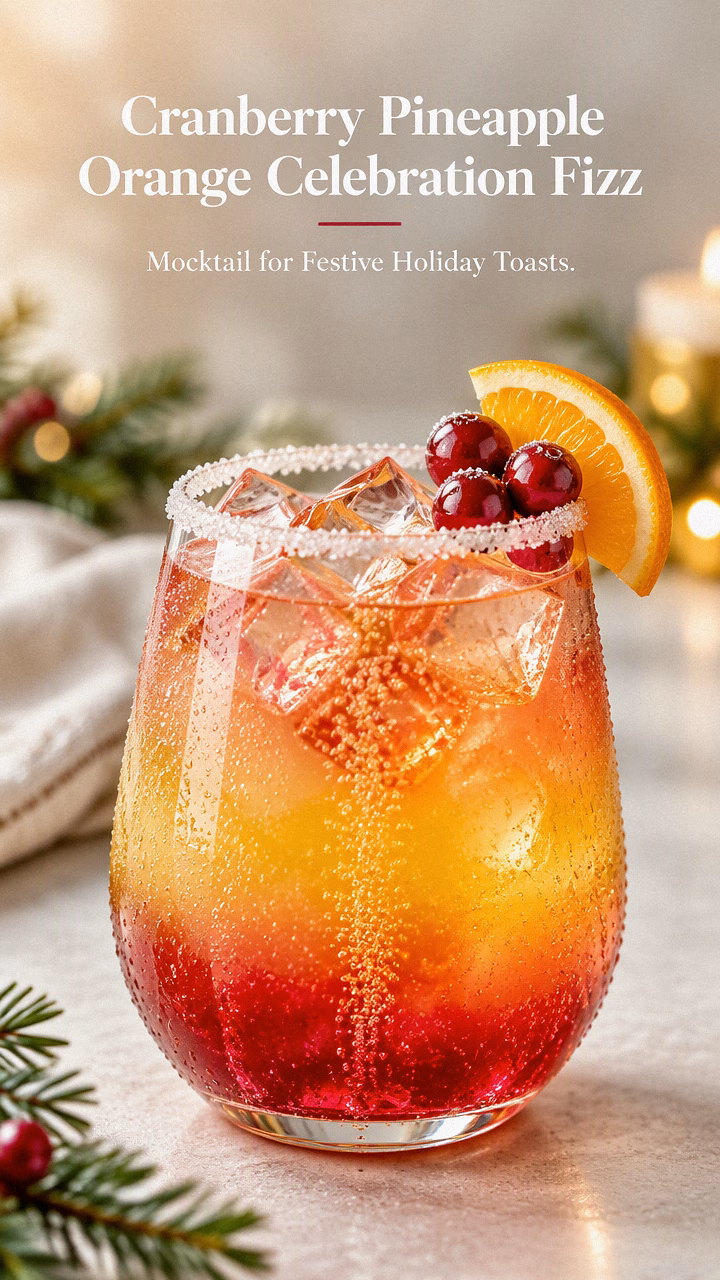 Cranberry Pineapple Orange Celebration Fizz