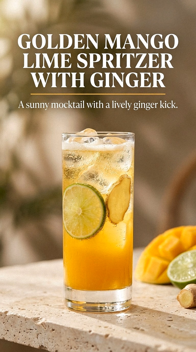 Golden Mango Lime Spritzer With Ginger