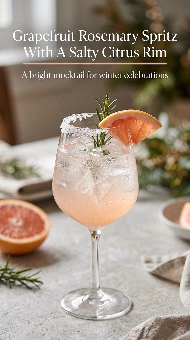 Grapefruit Rosemary Spritz With A Salty Citrus Rim