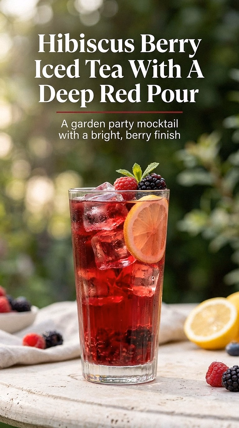 Hibiscus Berry Iced Tea With A Deep Red Pour