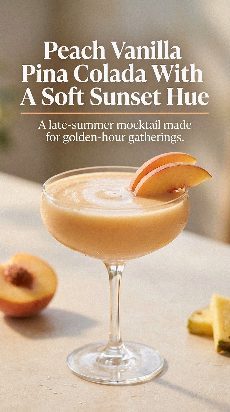 Peach Vanilla Pina Colada With A Soft Sunset Hue
