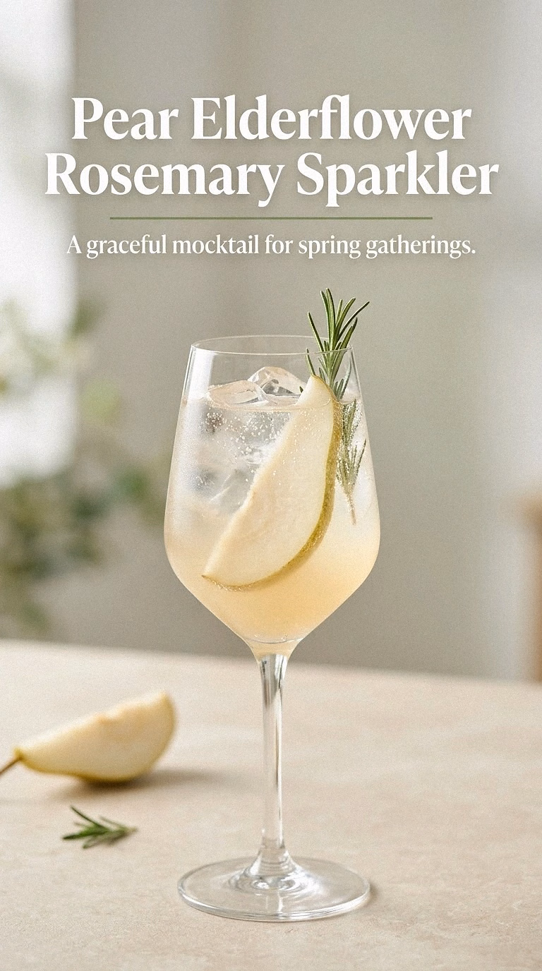 Pear Elderflower Rosemary Sparkler