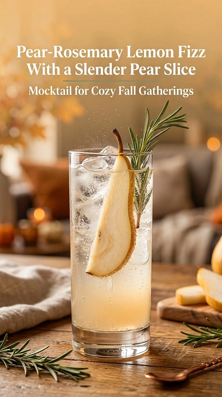 Pear-Rosemary Lemon Fizz With a Slender Pear Slice