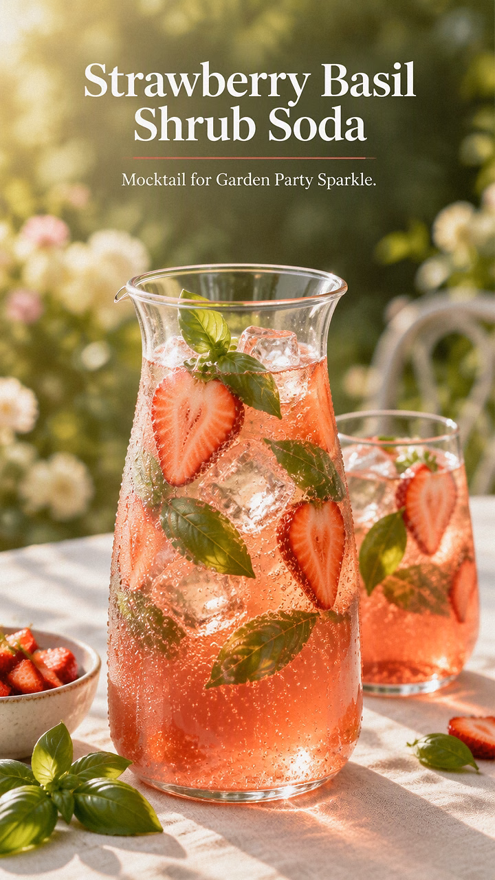 Strawberry Basil Shrub Soda