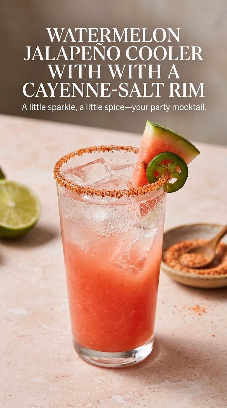 Watermelon Jalapeño Cooler With A Cayenne-Salt Rim