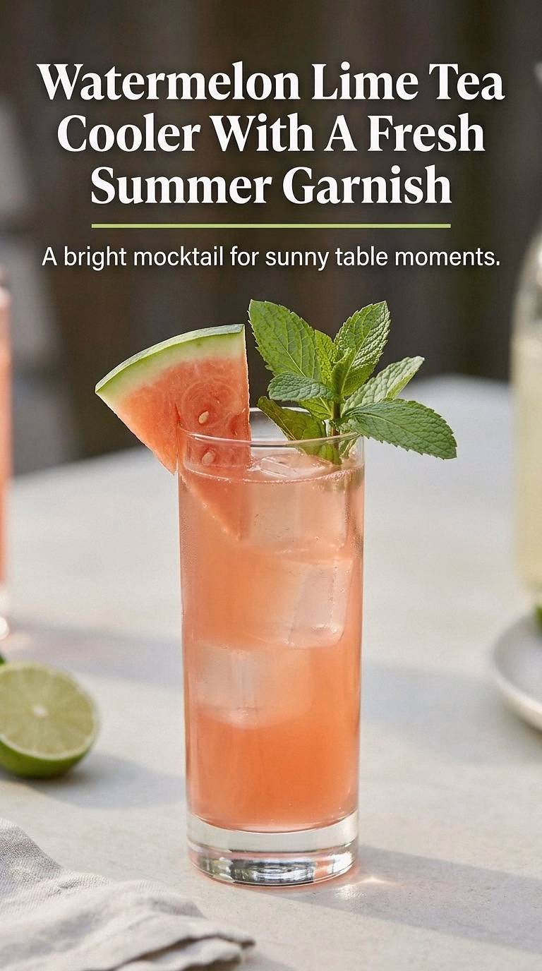 Watermelon Lime Tea Cooler With A Fresh Summer Garnish